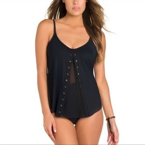 Amoressa Heavy Metals Orion Underwire Flyawqay Mesh Tankini Top Size 8 6514045